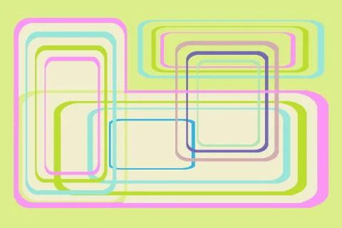 SUPERIMPOSED RECTANGLES IN GREEN PINK AND BLUE Stock Illustration