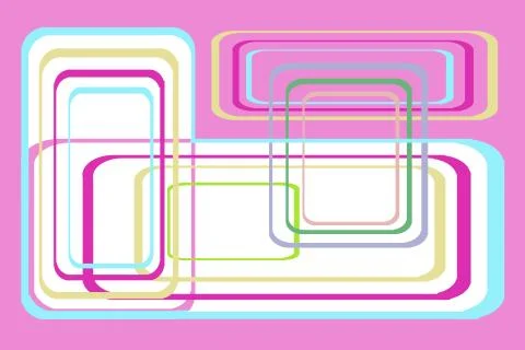 SUPERIMPOSED RECTANGLES IN PINK YELLOW AND BLUE Stock Illustration