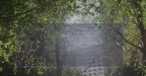 Superimposing translucent app window showing control buttons and lines over Fotos de archivo