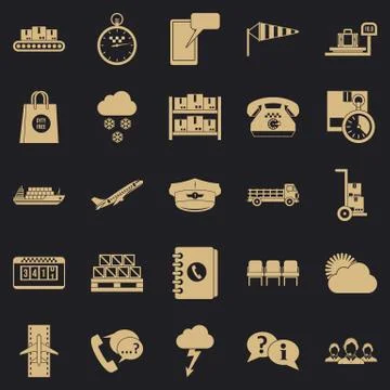 Superintendent icons set, simple style Stock Illustration