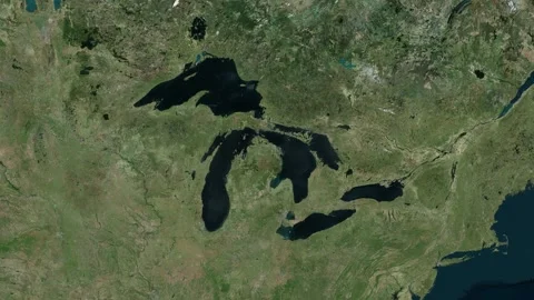 Superior lake map zoom, largest freshwater Stock Footage 309357287