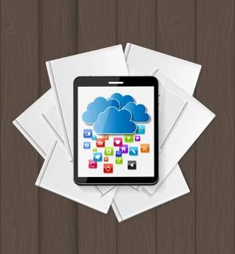 Superiority E-Book Over Paper Books Concept Vector illustration Illustrazione stock