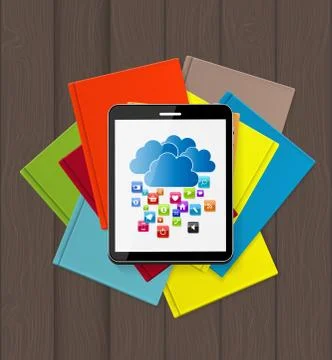 Superiority E-Book Over Paper Books Concept Vector illustration Illustrazione stock