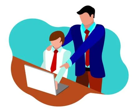 Superiors guide subordinates flat vector Stock Illustration