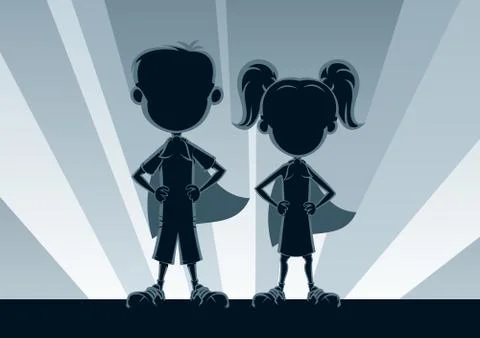 Superkids Silhouettes Stock Illustration
