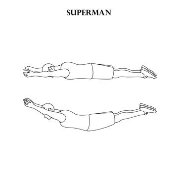 Superman exercise strength workout vector illustration outline Stock Illustration