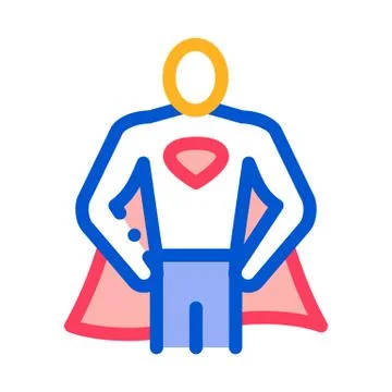 Superman Full Growth Icon Vector Outline Illustration Stock Illustration