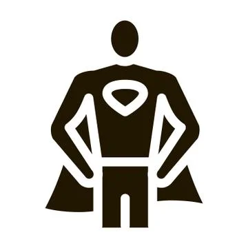 Superman Full Growth Icon Vector Glyph Illustration Stock Illustration