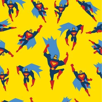 Superman Seamless Pattern Vector Illustration Stock Illustration