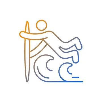 Superman surfing technique gradient linear vector icon Illustrazione stock
