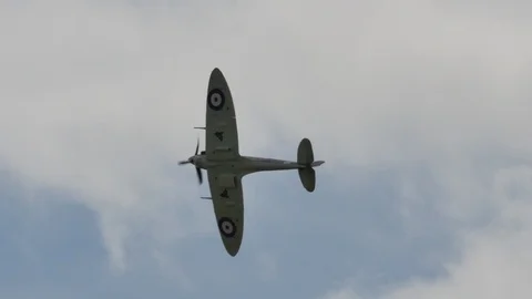 Supermarine Spitfire of Royal Air Force RAF in Flight. Stock Footage