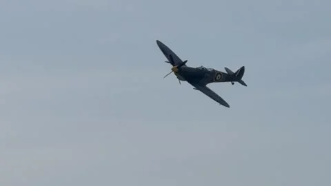 Supermarine Spitfire Tr.IX Flypast Stock Footage 316900091