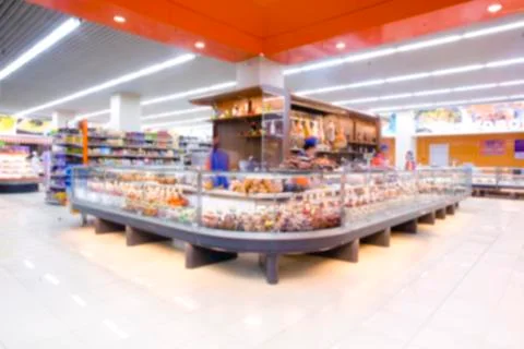 Supermarket in blurry Stock Photos