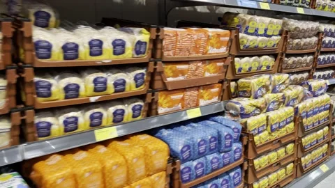 Supermarket Bread Display Stock Footage 149687678