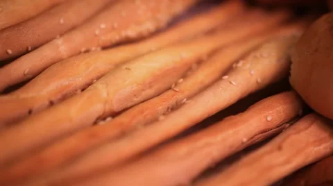 Supermarket. Bread showcase. Close up. HD. 1920x1080 Stock Footage 48861983