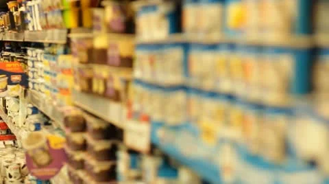 Supermarket Checkout counter buyer buy aisle shopping merchandise cart cash Stock Footage