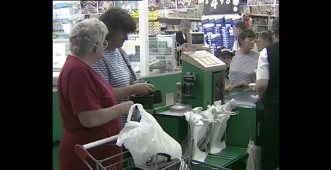 Supermarket Checkout Lanes – Australia (1990s) Stock Footage 319421663