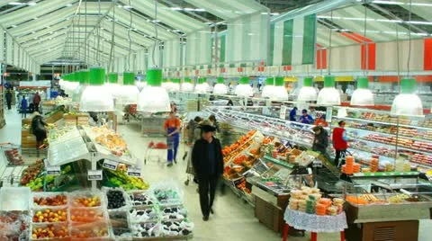 Supermarket. Department of vegetable. Time lapse. Stock Footage