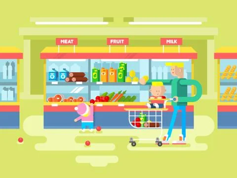 Supermarket design flat Stock Illustration