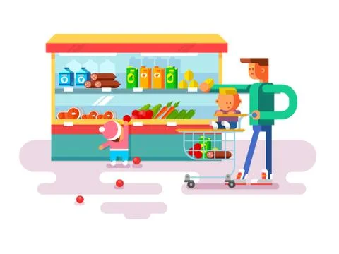 Supermarket design flat Stock Illustration