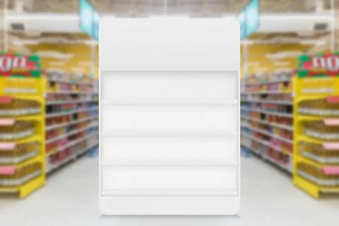 Supermarket Display Gondola Single Side - 3D illustration Stock Illustration