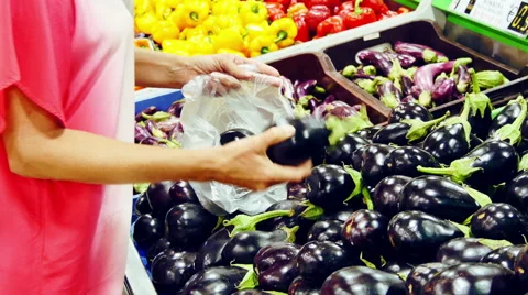 Supermarket, eggplant Stock Footage 55408991