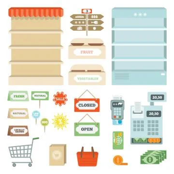 Supermarket Elements Set Stock Illustration