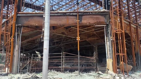 Supermarket fire which was completely destroyed Vídeo Stock 277026103