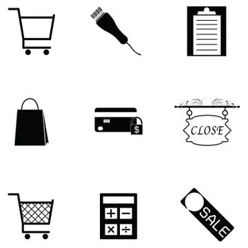 Supermarket icon set Stock Illustration