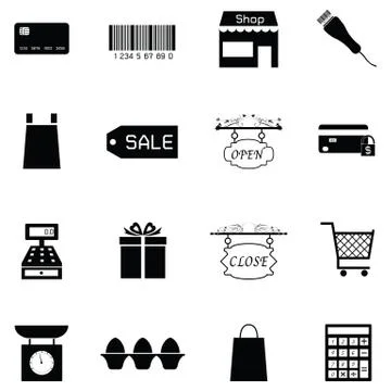 Supermarket icon set Stock Illustration