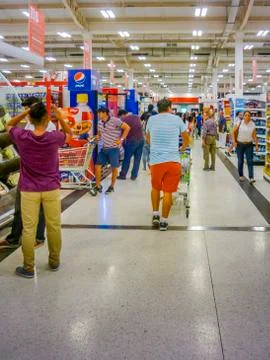 Supermarket Interior View Fotos Stock