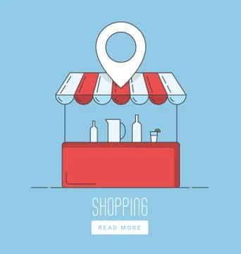 Supermarket location icon. Map pointer silhouette symbol. Stock Illustration