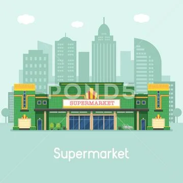 Supermarket or Grocery Store Concept Illustration Stock Illustration