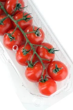 Supermarket Package Of Cherry Tomatoes Stock Photos