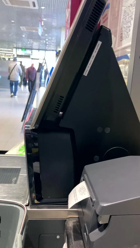 Supermarket, the process of purchasing using a self-service checkout Stock Footage 298265620