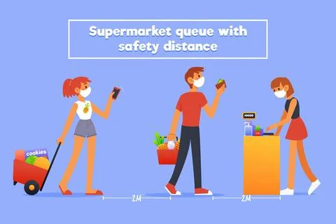 Supermarket queue Stock Illustration
