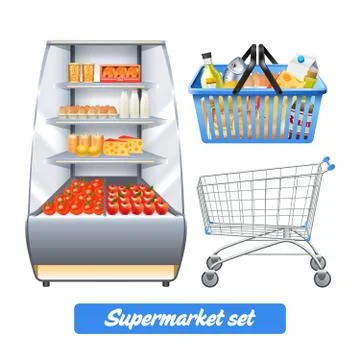 Supermarket Realistic Set Stock Illustration