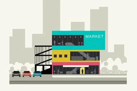 Supermarket on the roadside Stock Illustration