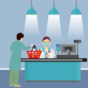 Supermarket store counter Stock Illustration