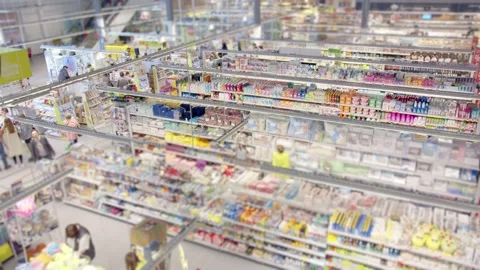 Supermarket top view Interactive time lapse Stock Footage 130863427