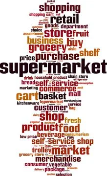 Supermarket word cloud Stock Illustration