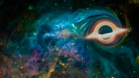 Supermassive black hole. Elements of this image furnished by NASA Foto stock