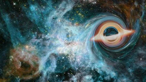 Supermassive black hole. Elements of this image furnished by NASA Foto stock