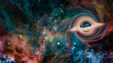 Supermassive black hole. Elements of this image furnished by NASA Foto stock