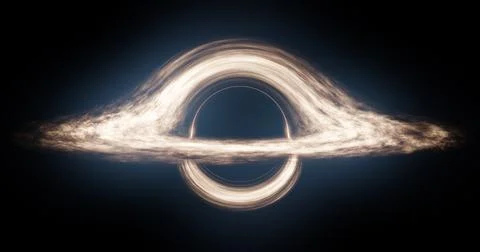 Supermassive Black hole Located in deep space and Surrounded by Bright Accretion Stock Illustration