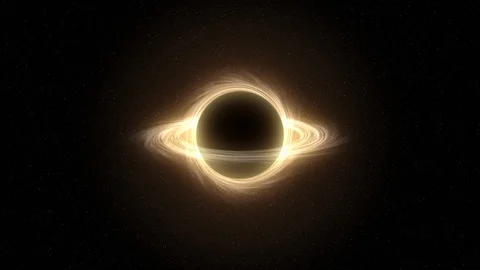 Supermassive black hole in outer space, computer graphic simulation black hole Stock Footage 106672007