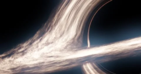 Supermassive Black Hole in Outer Space. Slowly Rotation of Glowing Plasma, Gas Video stock 256068521