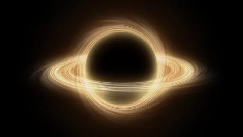 Supermassive black hole in outer space, computer graphic simulation of black  Stock Illustration