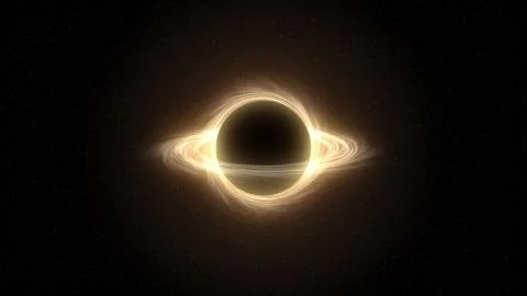 Supermassive black hole in outer space, computer graphic simulation of black  Stock Illustration