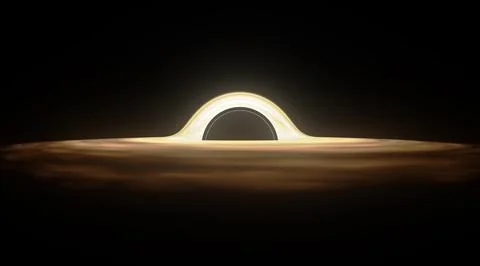 Supermassive Black Hole in Outer Space Surrounded by Accretion Disk of Glowing Stock Illustration